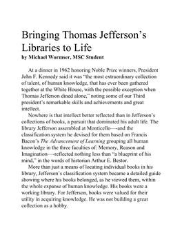Bringing Thomas Jefferson's Libraries to Life