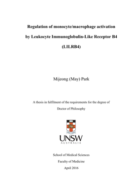 Regulation of Monocyte/Macrophage Activation by Leukocyte Immunoglobulin-Like Receptor B4