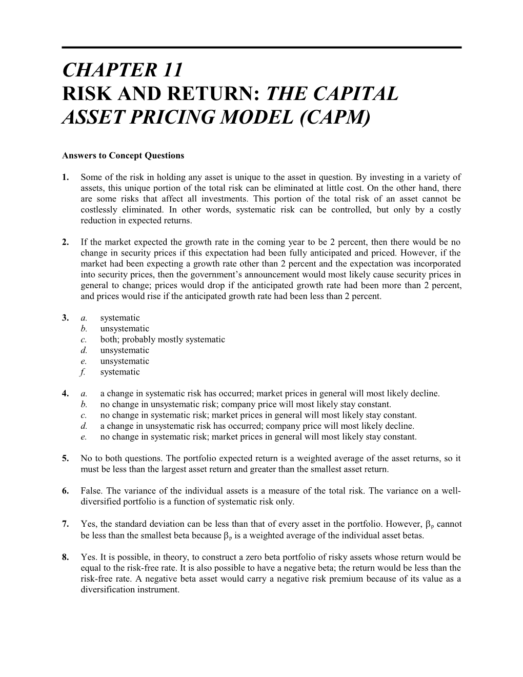 Risk and Return: the Capital Asset Pricing Model (Capm) s1