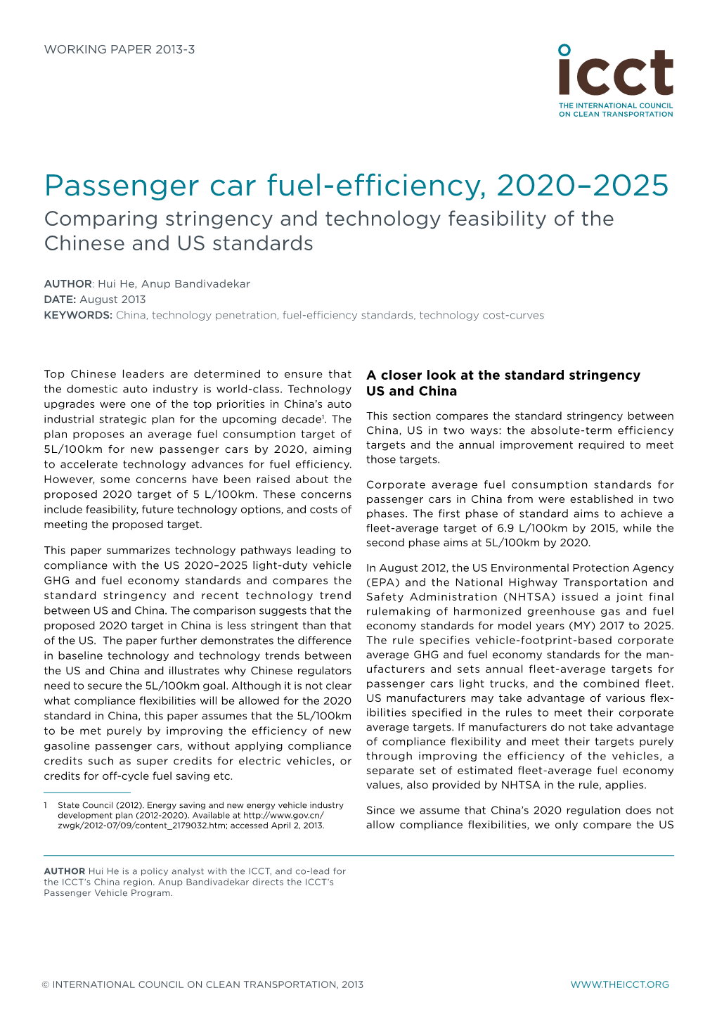 Passenger Car FuelEfficiency, 20202025 Comparing Stringency and