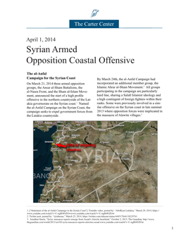 Syrian Armed Opposition Coastal Offensive