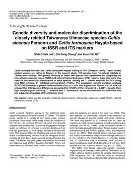 Genetic Diversity and Molecular Discrimination of the Closely Related