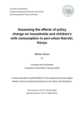 Assessing the Effects of Policy Change on Households and Children's Milk