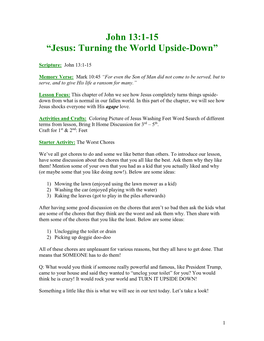 John 13:1-15 “Jesus: Turning the World Upside-Down”