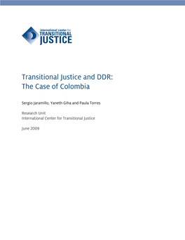 Transitional Justice and DDR: the Case of Colombia