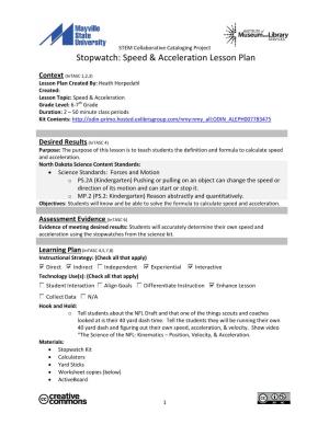 Speed & Acceleration Lesson Plan