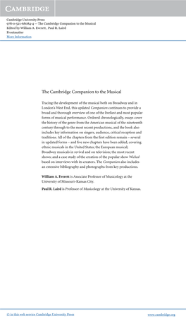 The Cambridge Companion to the Musical Edited by William A