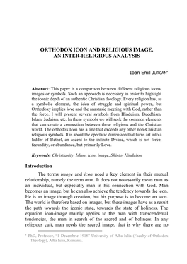 Orthodox Icon and Religious Image. an Inter-Religious Analysis