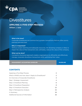 Divestitures: Applying a Five-Step Process