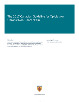 Guideline the 2017 Canadian Guideline for Opioids for Chronic