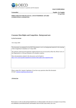 Consumer Data Rights and Competition - Background Note by the Secretariat