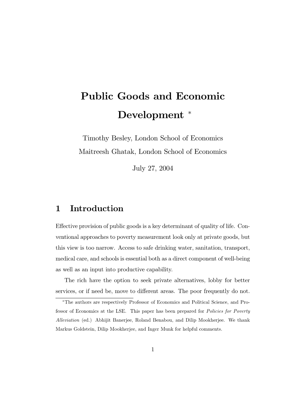Public Goods and Economic Development