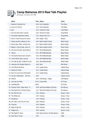 Camp Bahamas 2013 Real Talk Playlist 60 Songs, 4.5 Hours, 551 MB