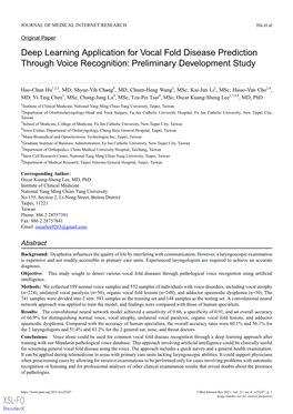 Deep Learning Application for Vocal Fold Disease Prediction Through Voice Recognition: Preliminary Development Study