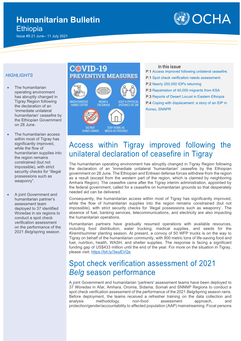 Access Within Tigray Improved Following the Unilateral Declaration