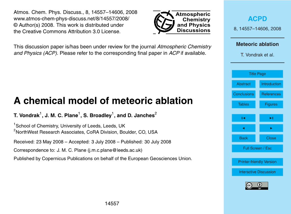 Meteoric Ablation and Physics (ACP)