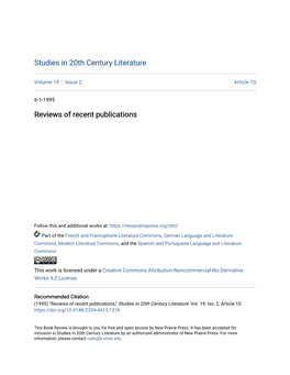 Reviews of Recent Publications