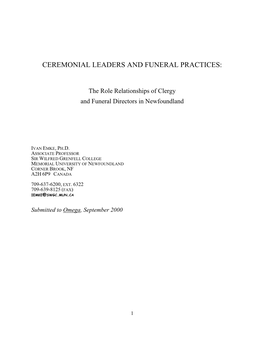Ceremonial Leaders and Funeral Practices