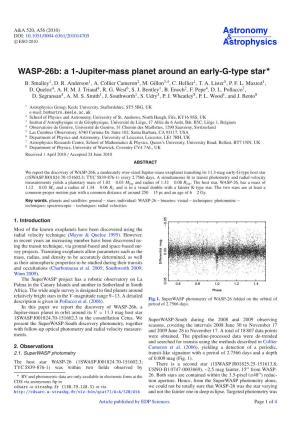 WASP-26B: a 1-Jupiter-Mass Planet Around an Early-G-Type Star B