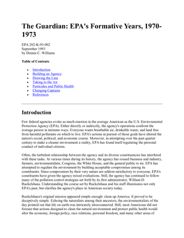 The Guardian: EPA's Formative Years, 1970- 1973