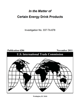 Certain Energy Drink Products