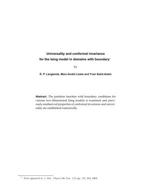 Universality and Conformal Invariance for the Ising Model in Domains With