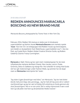 Redken Announces Mariacarla Boscono As New Brand Muse