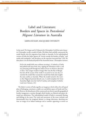Borders and Spaces in Postcolonial Migrant Literature in Australia