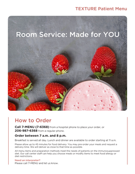Room Service: Made for YOU