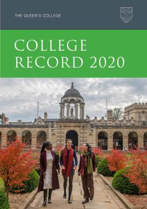 College Record 2020 the Queen’S College
