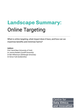 Landscape Summary : Online Targeting
