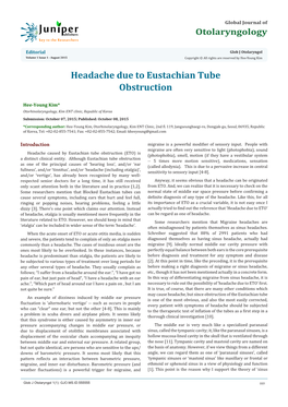 Headache Due to Eustachian Tube Obstruction
