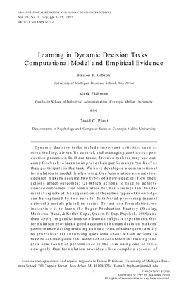 Learning in Dynamic Decision Tasks: Computational Model and Empirical Evidence