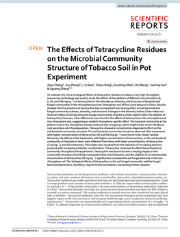The Effects of Tetracycline Residues on the Microbial Community Structure of Tobacco Soil in Pot Experiment