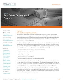 Real Estate Developers & Owners