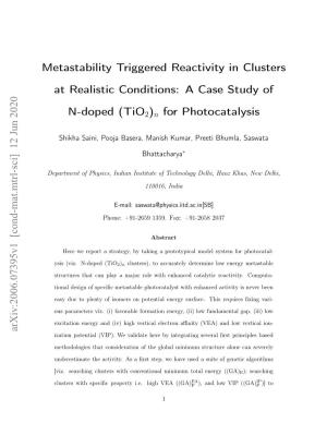 A Case Study of N-Doped (Tio2)N for Photocatalysis