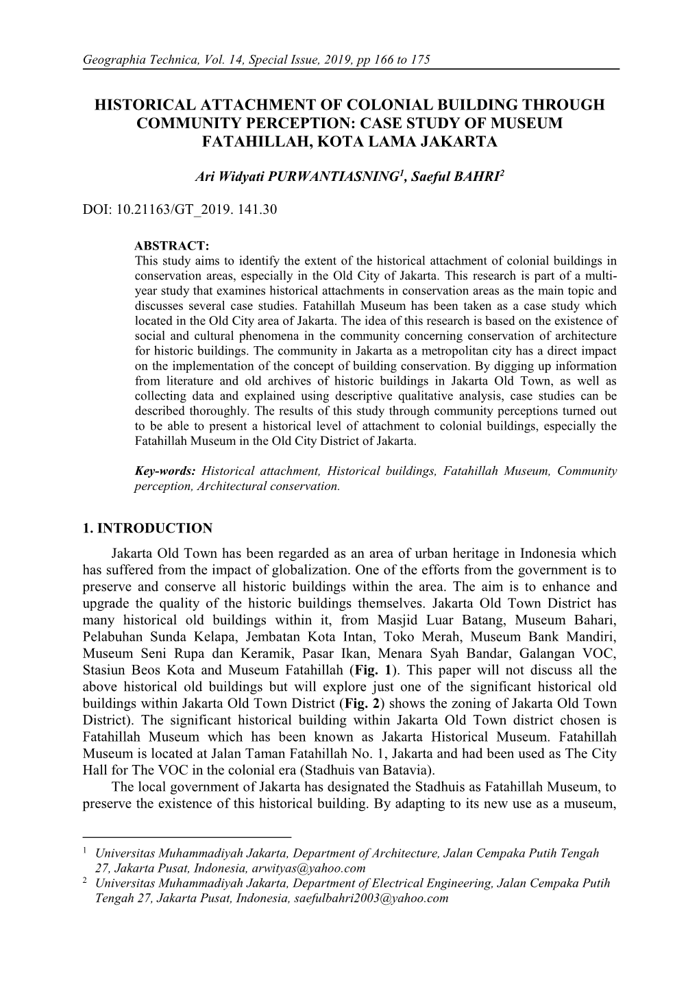 Historical Attachment of Colonial Building Through Community Perception: Case Study of Museum Fatahillah, Kota Lama Jakarta