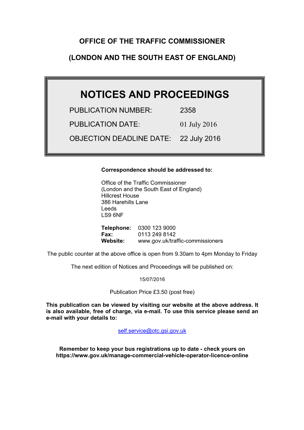 Notices and Proceedings