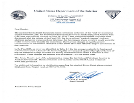 National Petroleum Reserve in Alaska Final Integrated Activity Plan/Environmental Impact Statement Errata