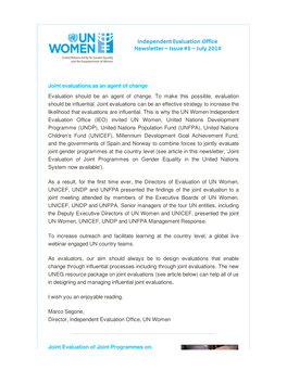 UN Women Independent Evaluation Office Newsletter #3