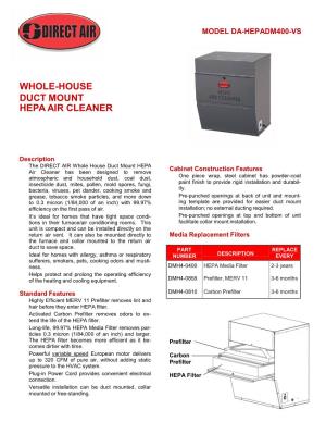 Whole-House Duct Mount Hepa Air Cleaner