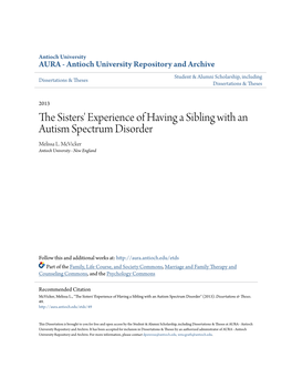 The Sisters' Experience of Having a Sibling with an Autism Spectrum Disorder