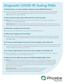 Diagnostic COVID-19 Testing Faqs