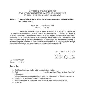 Government of Jammu & Kashmir State Advisory