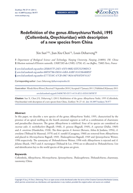 Collembola, Onychiuridae) with Description of a New Species from China