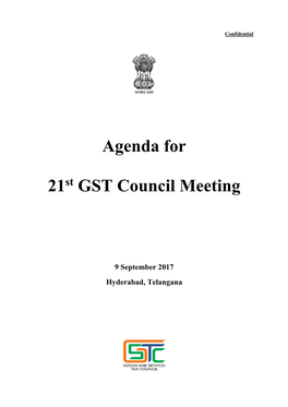 Agenda for 21 GST Council Meeting