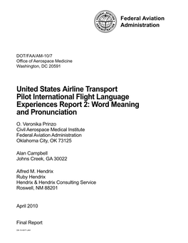 United States Airline Transport Pilot International Flight Language Experiences Report 2: Word Meaning and Pronunciation
