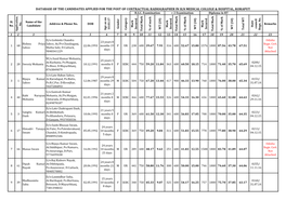 Database of the Candidates Applied for the Post of Contractual Radiographer in Sln Medical College & Hospital, Koraput H.S.C