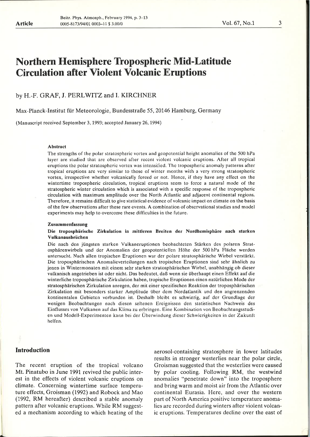 Northern Hemisphere Tropospheric Mid-Latitude Circulation After Violent Volcanic Eruptions