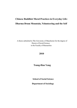 Chinese Buddhist Moral Practices in Everyday Life: Dharma Drum Mountain, Volunteering and the Self